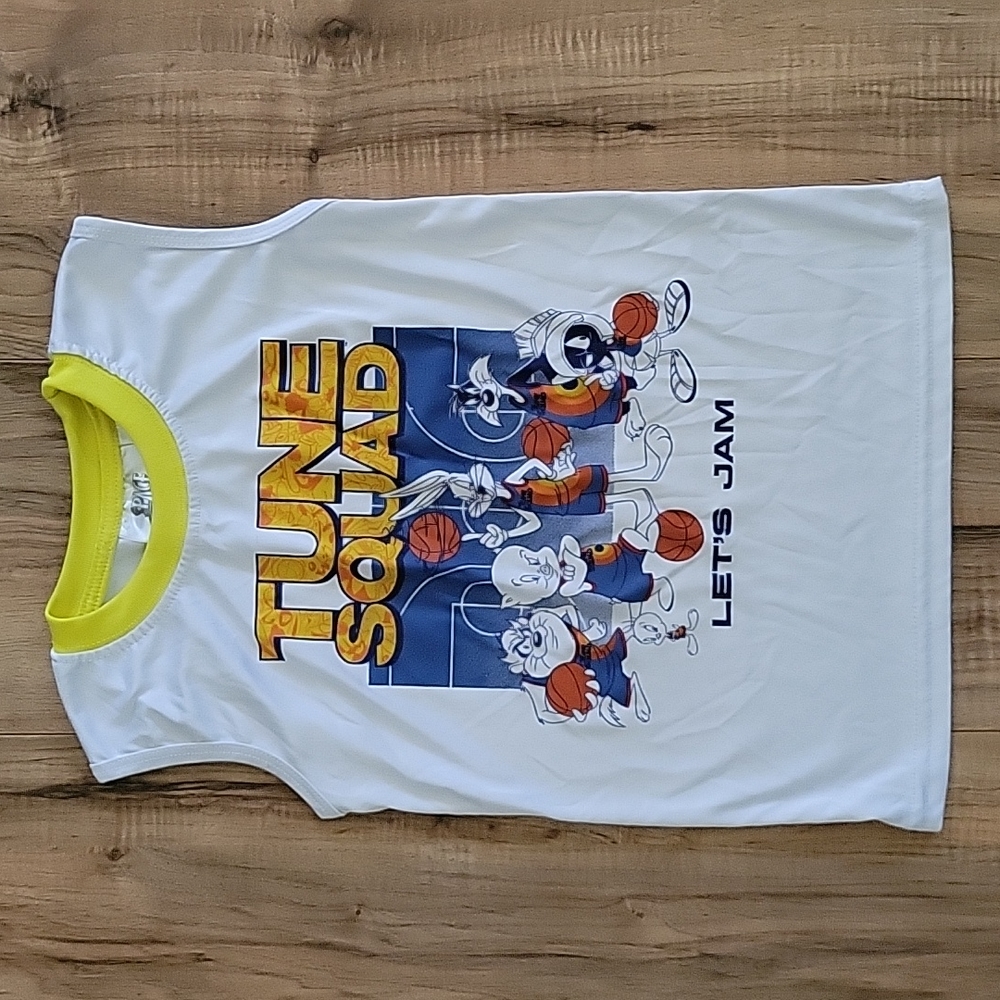 Space Jam, 5/6, white tank top. Kids.
